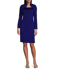 Alex Evenings Crepe 2-Piece Rosette Jacket Dress