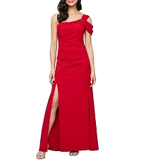 Alex Evenings Crepe One Shoulder A-Line Gown