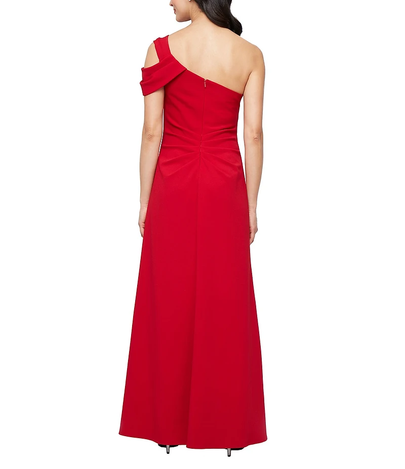 Alex Evenings Crepe One Shoulder A-Line Gown