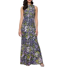 Alex Evenings Crew Neck Sleeveless Floral Sequin Sheath Dress