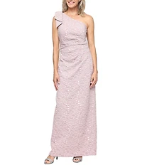 Alex Evenings Embossed Jacquard One Shoulder Column Dress