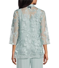 Alex Evenings Embroidered 3/4 Sleeve Chiffon Twinset