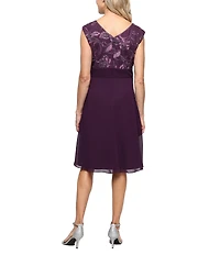 Alex Evenings Embroidered Bodice Chiffon A-Line Dress