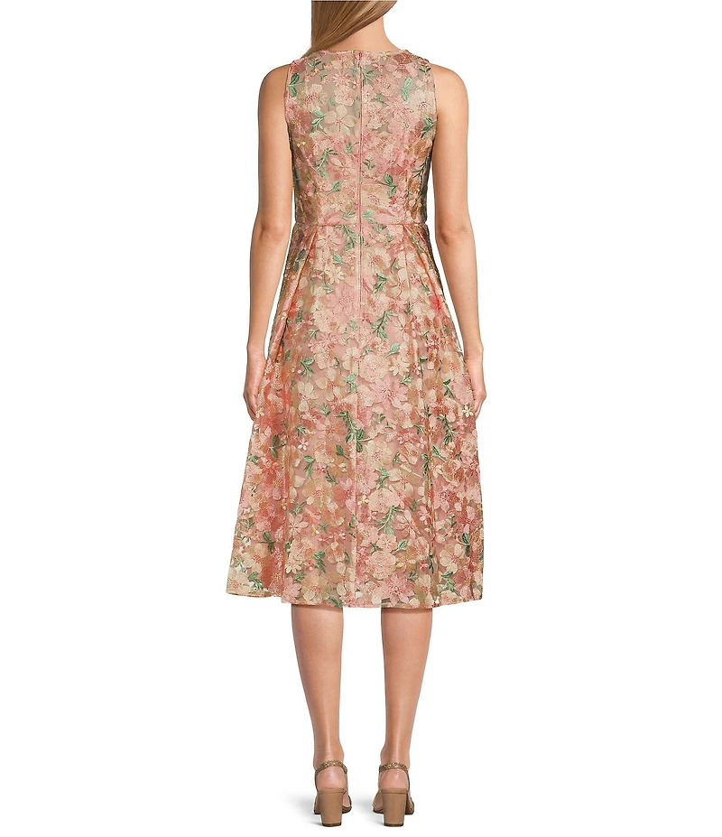 Alex Evenings Embroidered Floral A-Line Midi Dress