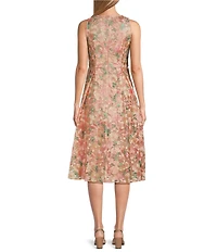 Alex Evenings Embroidered Floral A-Line Midi Dress