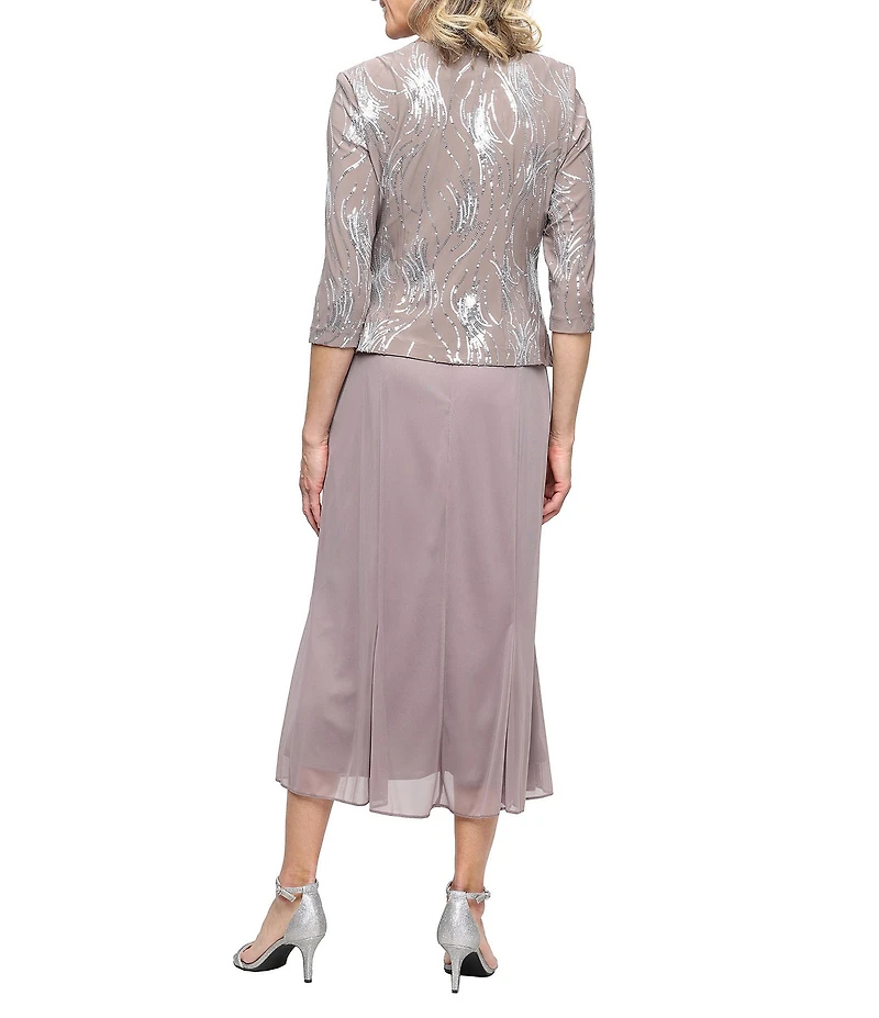 Alex Evenings Firework Sequin Detail Tea-Length Jacket Dress