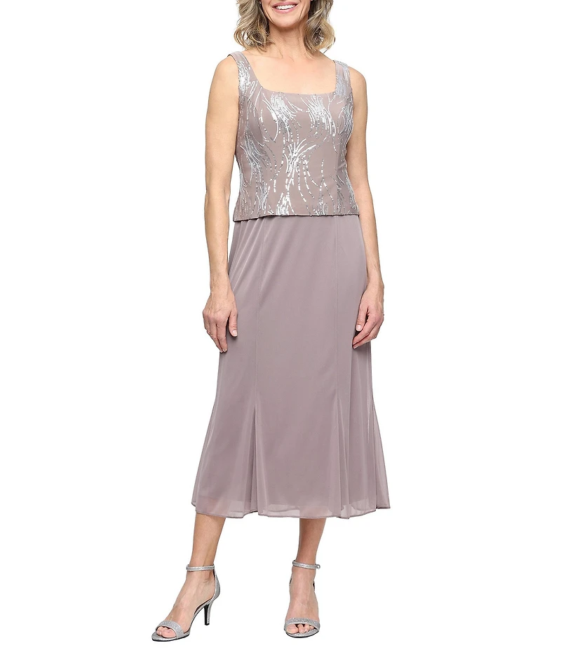Alex Evenings Firework Sequin Detail Tea-Length Jacket Dress