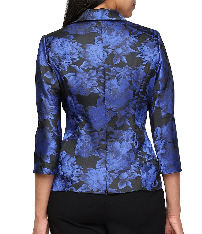 Alex Evenings Floral Jacquard 3/4 Sleeve Surplice Neck Blouse