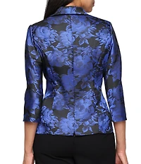 Alex Evenings Floral Jacquard 3/4 Sleeve Surplice Neck Blouse