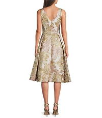 Alex Evenings Floral Jacquard A-Line Midi Dress