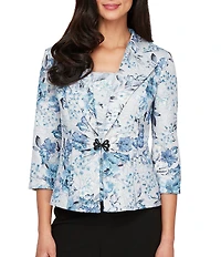 Alex Evenings Floral Print 3/4 Sleeve Twinset