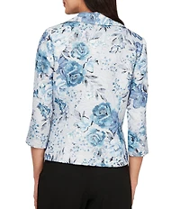 Alex Evenings Floral Print 3/4 Sleeve Twinset