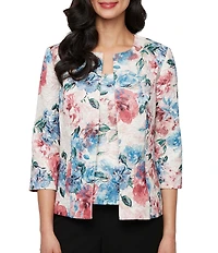 Alex Evenings Floral Printed Chiffon Jacquard Sheath Twinset