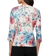 Alex Evenings Floral Printed Chiffon Jacquard Sheath Twinset