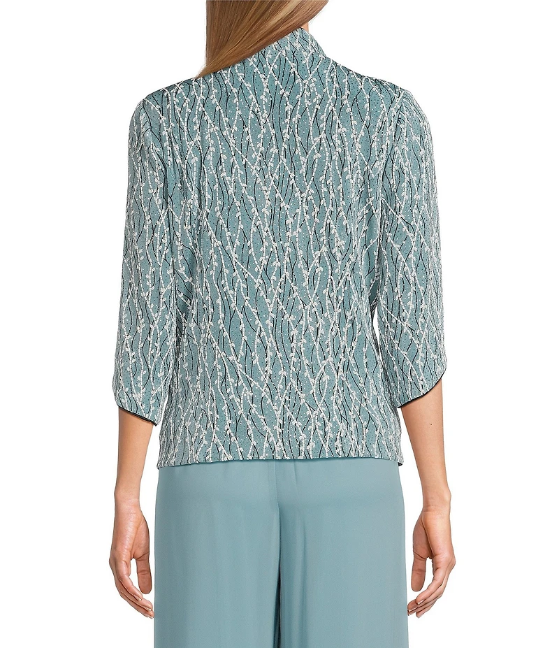 Alex Evenings Glitter Jersey Knit 3/4 Sleeve Mock Neck Twinset