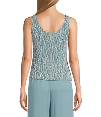 Alex Evenings Glitter Jersey Knit 3/4 Sleeve Mock Neck Twinset