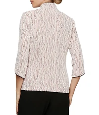 Alex Evenings Glitter Jersey Knit 3/4 Sleeve Mock Neck Twinset