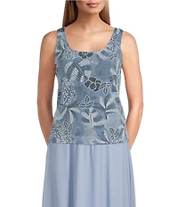 Alex Evenings Glitter Knit Crystal Rhinestone Closure 3/4 Sleeve Twinset