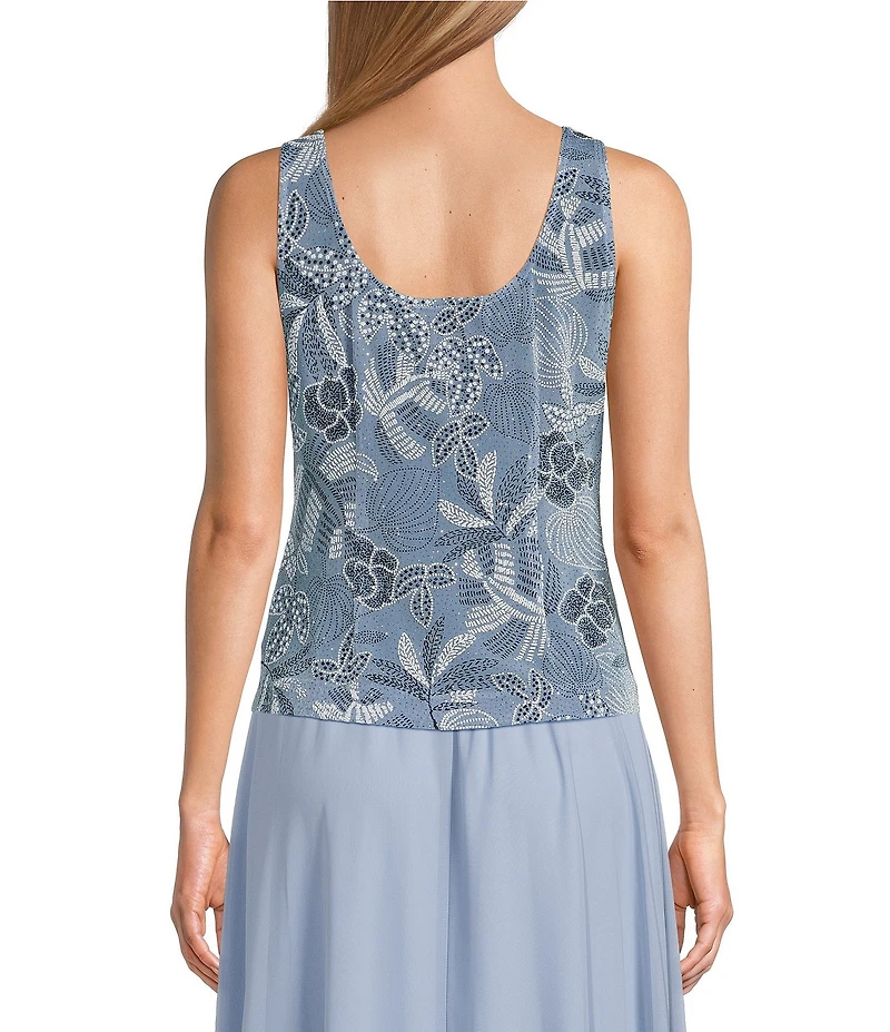 Alex Evenings Glitter Knit Crystal Rhinestone Closure 3/4 Sleeve Twinset