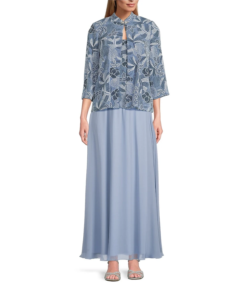 Alex Evenings Glitter Knit Crystal Rhinestone Closure 3/4 Sleeve Twinset