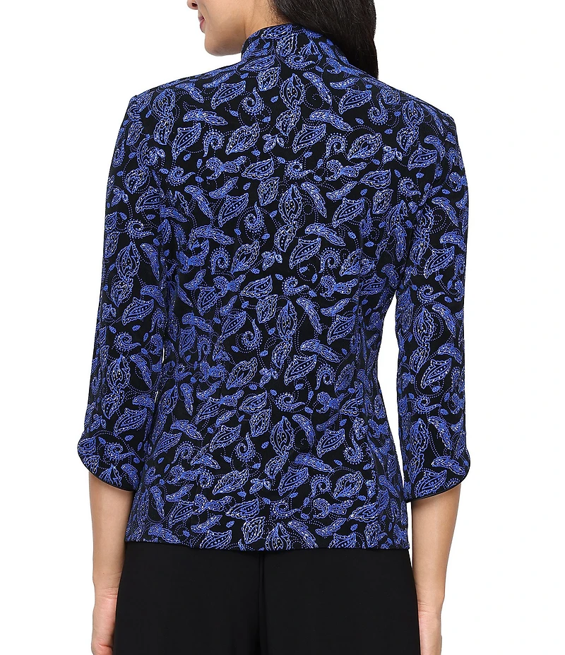 Alex Evenings Glitter Knit Mandarin Collar 3/4 Sleeve Twinset