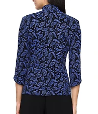 Alex Evenings Glitter Knit Mandarin Collar 3/4 Sleeve Twinset