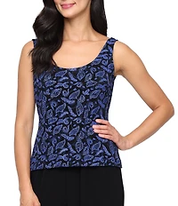 Alex Evenings Glitter Knit Mandarin Collar 3/4 Sleeve Twinset