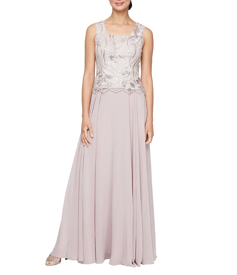 Alex Evenings Long Embroidered Sequin Jacket Dress