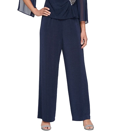 Alex Evenings Metallic Knit Wide Leg Pants