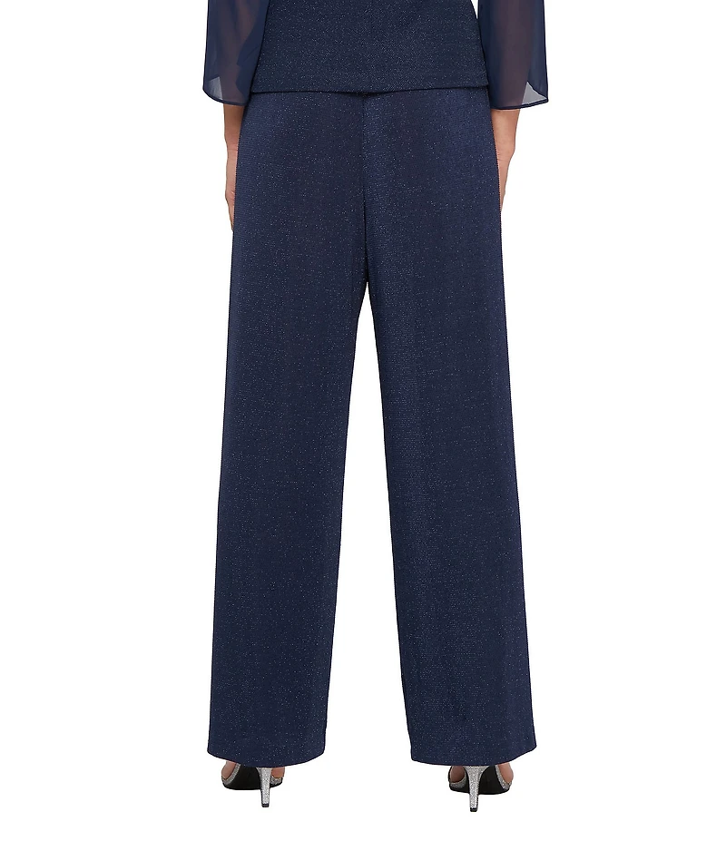Alex Evenings Metallic Knit Straight Leg Pants