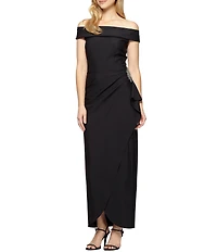 Alex Evenings Off The Shoulder Cascade Ruffle Long Dress