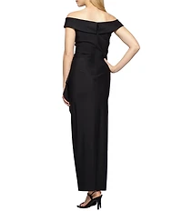 Alex Evenings Off The Shoulder Cascade Ruffle Long Dress