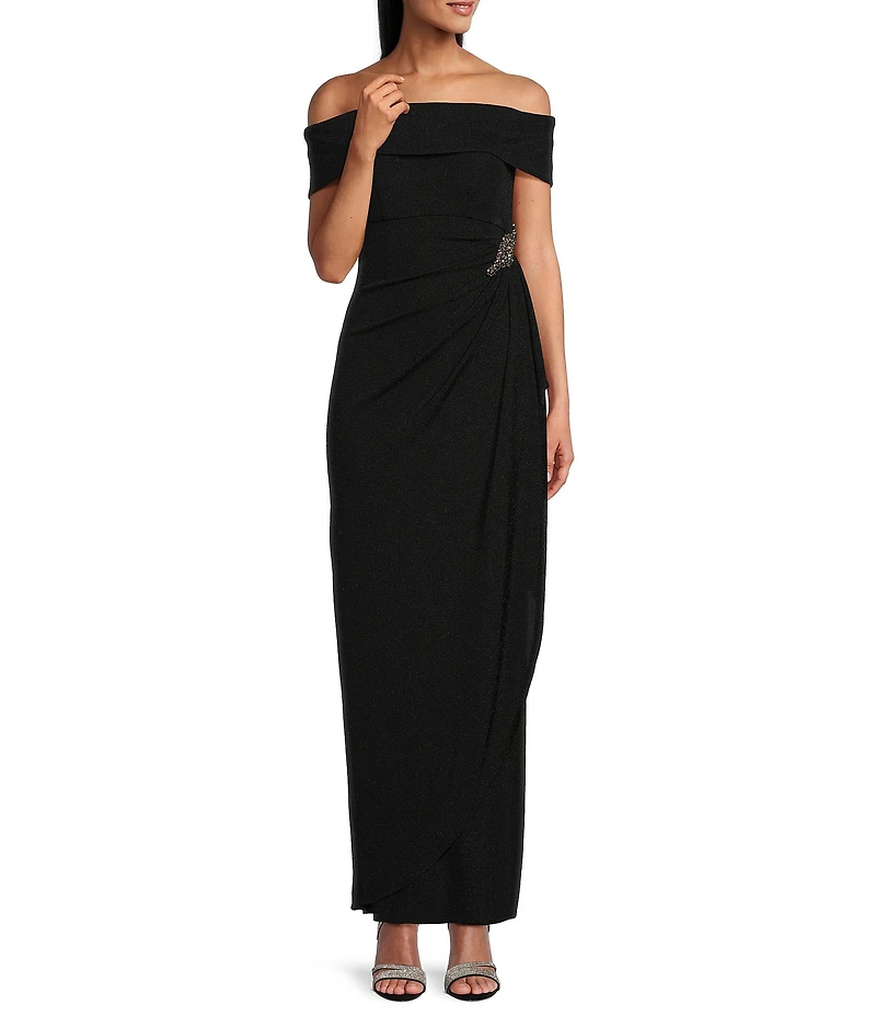 Alex Evenings Off The Shoulder Embellished Sheath Dress