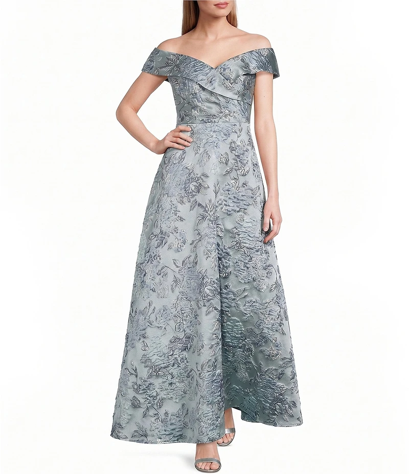 Alex Evenings Off The Shoulder Jacquard Gown
