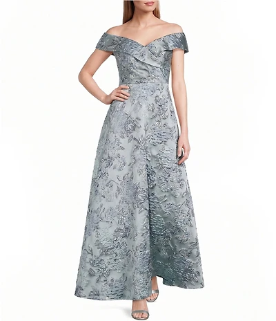 Alex Evenings Off The Shoulder Jacquard Gown