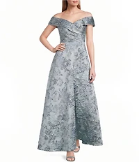 Alex Evenings Off The Shoulder Jacquard Gown