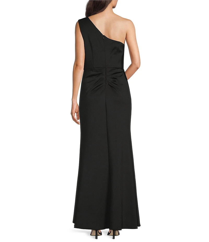 Alex Evenings One Shoulder 3D Floral Applique Long Dress