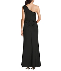 Alex Evenings One Shoulder 3D Floral Applique Long Dress