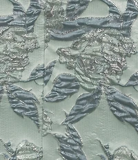 Alex Evenings One Shoulder Fold Over Neck Printed Jacquard Long Gown