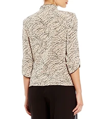Alex Evenings Petite Size Glitter Printed 3/4 Sleeve Twinset