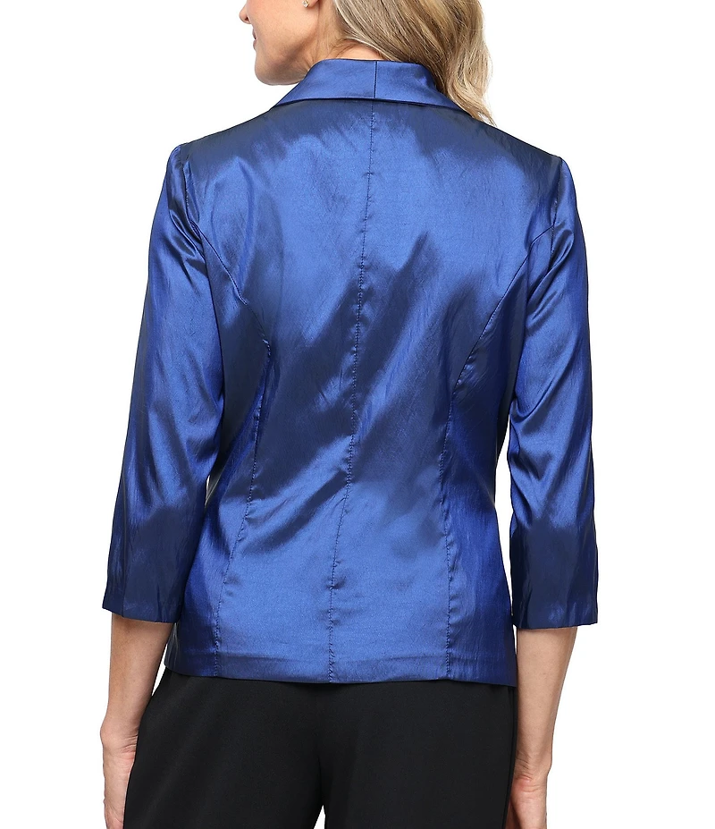 Alex Evenings Petite Size 3/4 Sleeve Collared V-Neck Taffeta Blouse