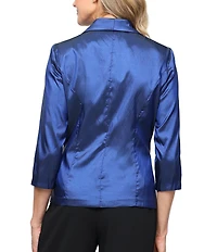 Alex Evenings Petite Size 3/4 Sleeve Collared V-Neck Taffeta Blouse