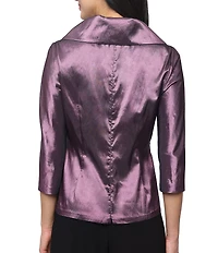 Alex Evenings Petite Size 3/4 Sleeve Portrait Collar Taffeta Blouse