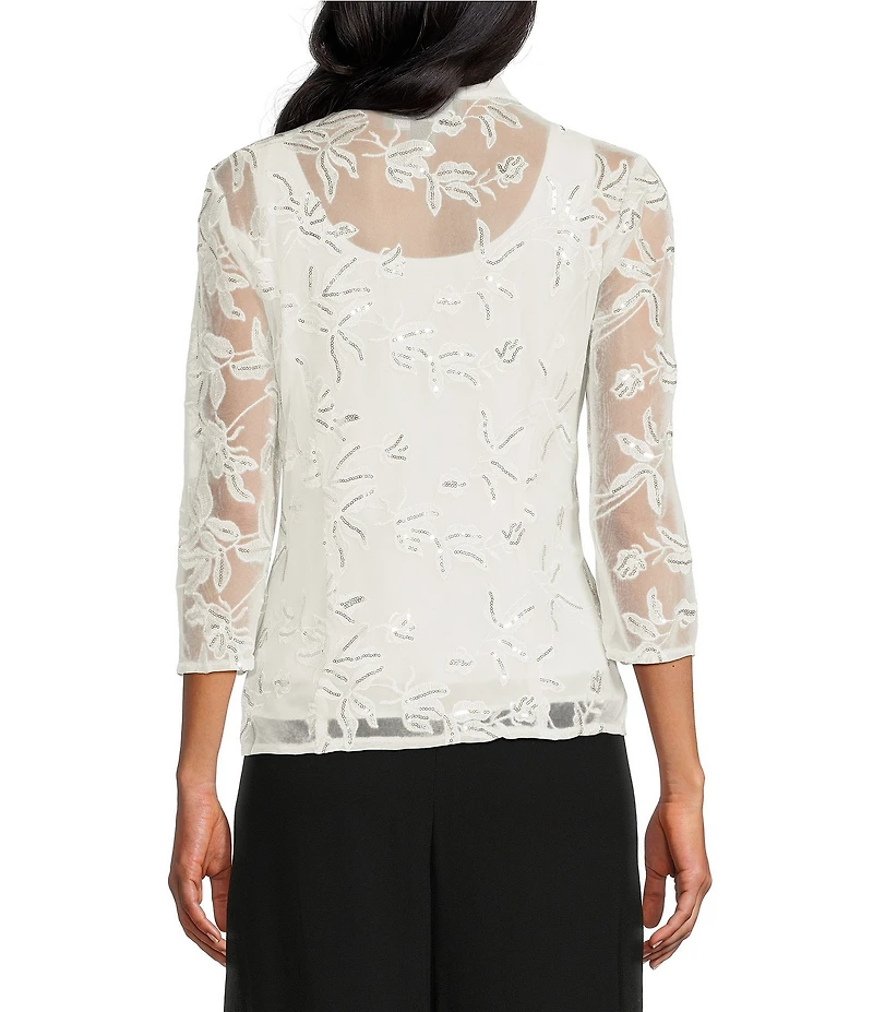 Alex Evenings Petite Size Embroidered Twinset