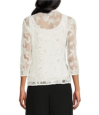 Alex Evenings Petite Size Embroidered Twinset