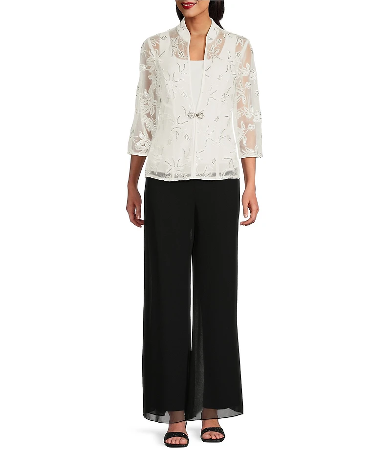 Alex Evenings Petite Size Embroidered Twinset