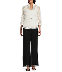 Alex Evenings Petite Size Embroidered Twinset