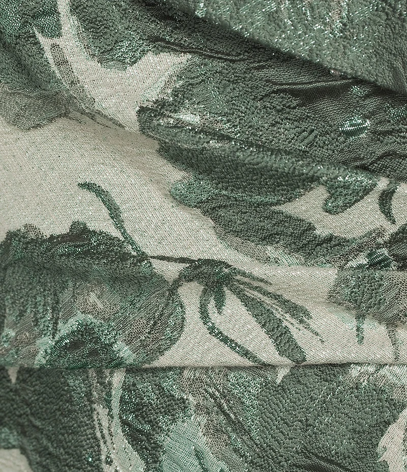 Alex Evenings Petite Size Floral Metallic Print Jacquard Off The Shoulder Gown