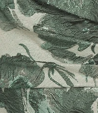 Alex Evenings Petite Size Floral Metallic Print Jacquard Off The Shoulder Gown