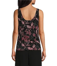 Alex Evenings Petite Size Floral Print Glitter Knit Twinset